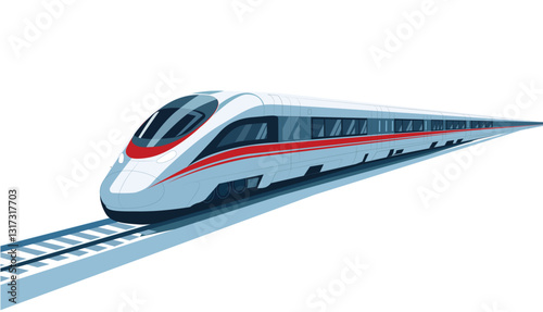 Bullet tarin or Metro train vector illustration. High speed train at railway station.