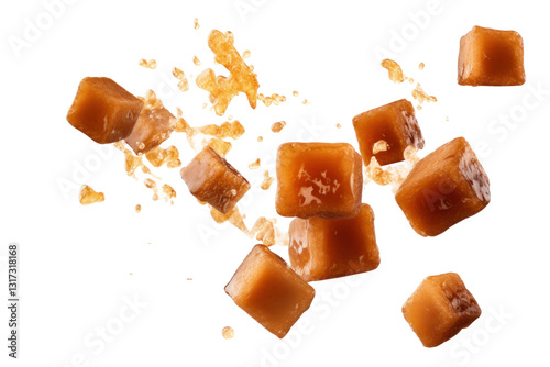 pieces of cube jaggery on white