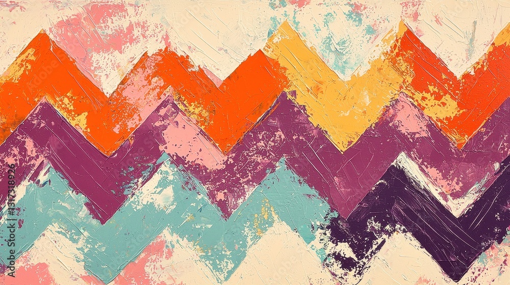 Obraz premium Colorful Zigzag Patterns on Textured Background for Creative Projects