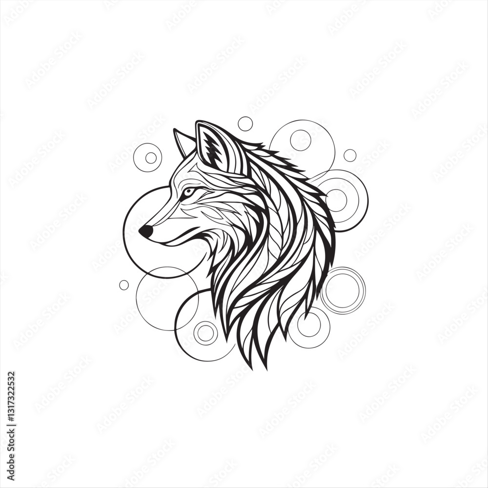 Fototapeta premium Vibrant Multicolored Wolf Head Digital Illustration