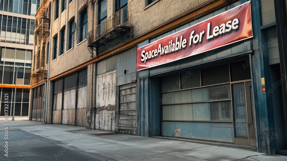 Commercial property showcases a space available for lease in urban setting Commercial property showcases a space available for lease in urban setting
