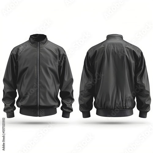 black bomber jacket front and back mockup