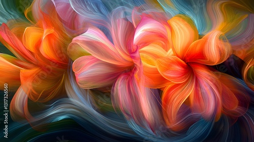 An abstract interpretation of a blooming garden with vibrant colors and shapes, representing renewal and artistic beauty
