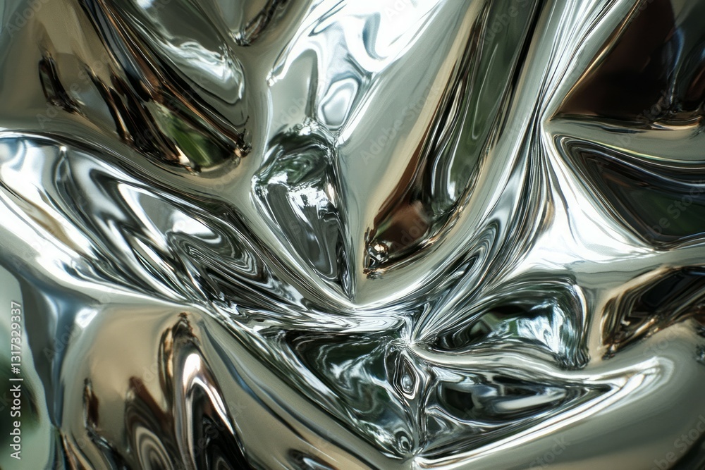 Fototapeta premium Abstract silver and black swirling liquid shapes. AI generative