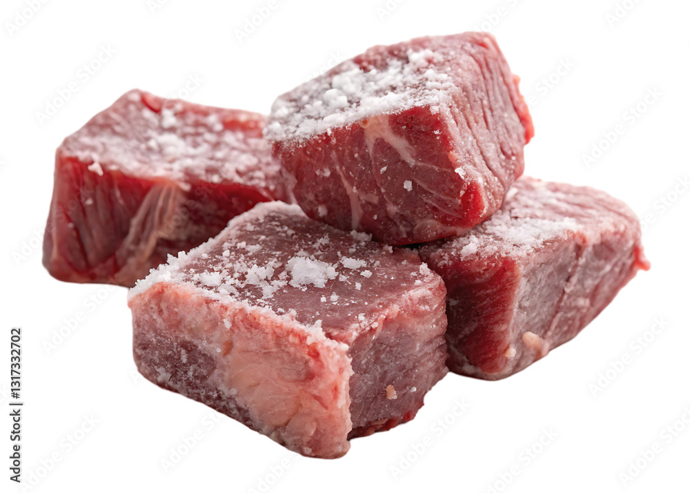 Fresh beef cubes with salt Fresh beef cubes with salt