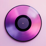 A vibrant pink and purple vinyl record on a matching pastel background.