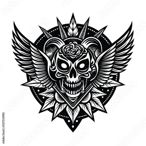 skull and wings