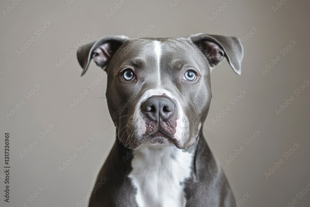 Portrait of a Blue Pitbull Dog with Striking Blue Eyes Portrait of a Blue Pitbull Dog with Striking Blue Eyes