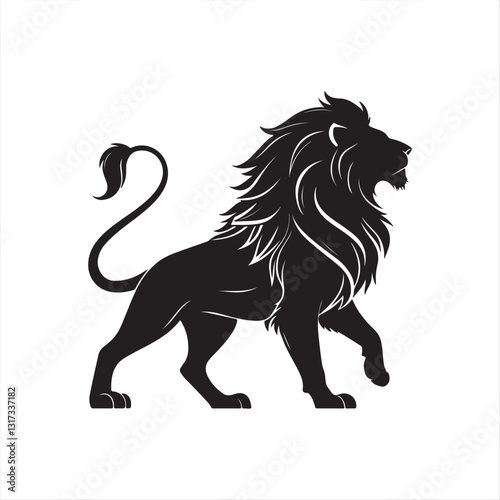 Black Lion Silhouette - Bold & Majestic Side Profile Illustration