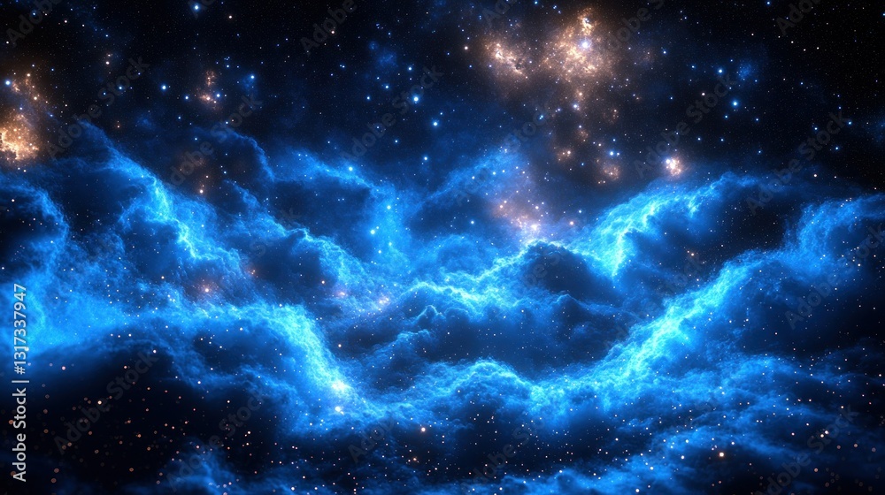 Fototapeta premium Cosmic nebulae in vibrant blues and golds