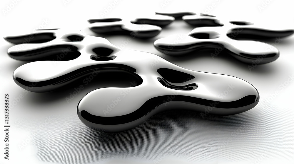 Obraz premium Abstract metallic sculptures on white background; design concept; modern art; background; decorative