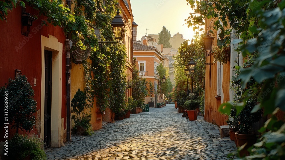 Fototapeta premium Italian sunlit alleyway