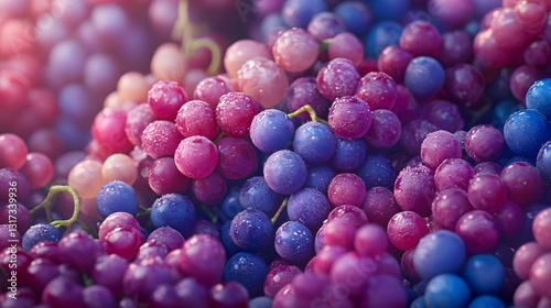 Wallpaper Mural vibrant pile of ripe grapes in shades of purple and pink, covered in dewdrops, creating fresh and juicy appearance. close up view highlights their natural beauty Torontodigital.ca
