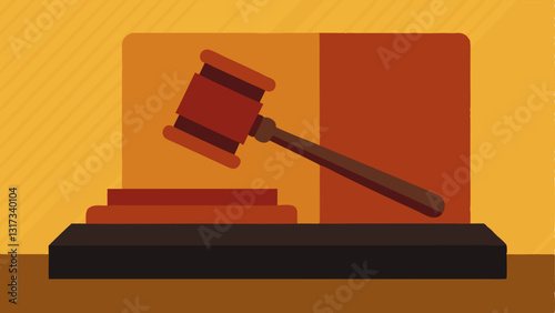 Textured Background A gavel and sound block set against a textured background that resembles courtroom wallpaper adding an element of depth to the scene.