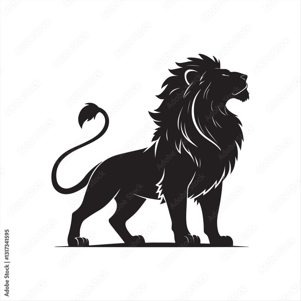 Majestic Black Silhouette Lion Illustration – Bold & Graphic Design Majestic Black Silhouette Lion Illustration – Bold & Graphic Design