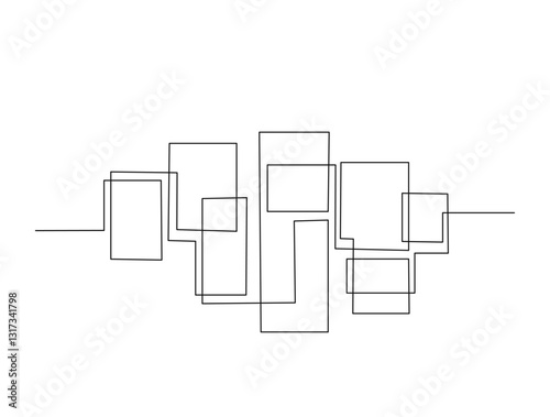 Continuous one line drawing of abstract wall frame.Interior picture frame in single line draw illustration. Editable stroke.