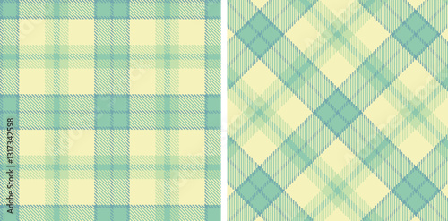Warm Bluegrey and Dark Pale Teal Seamless Tartan Fabric Design