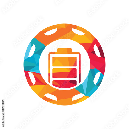 Industrial energy and power logo design concept. Battery and gear icon vector logo design.	
