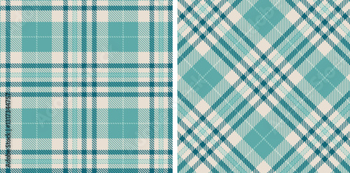 Metallic Dull Teal and Smoky Light Grey Seamless Tartan Fabric Design