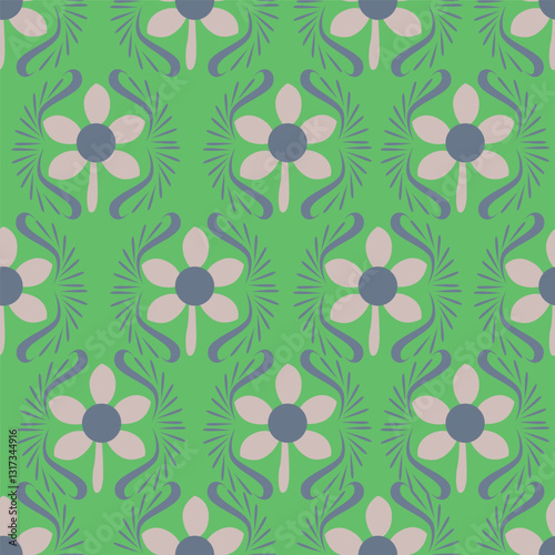 Elegance pink floral stems seamless pattern on a grey background. Vector hand drawn. Artistic, abstract flowers and tiny leaves, buds bells printing. Template for designs, fabric, fashion, textile