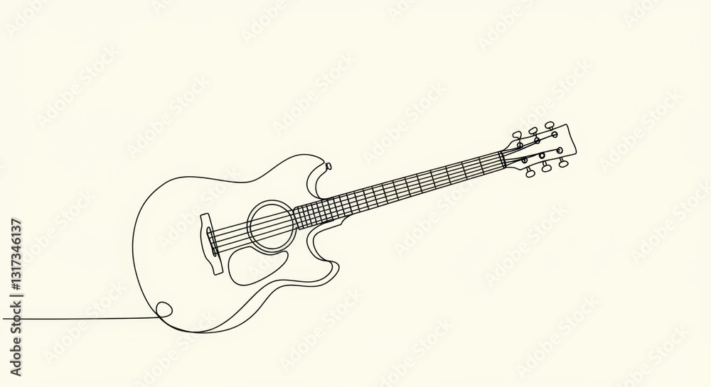 Simple Black Line Drawing of a Guitar Simple Black Line Drawing of a Guitar