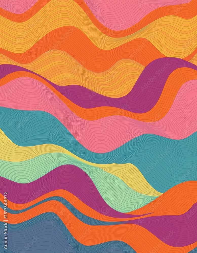 Fototapeta premium Abstract horizontal background with colorful waves
