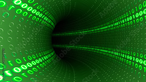 Fototapeta Naklejka Na Ścianę i Meble -  The green communication data tunnel in 3d 