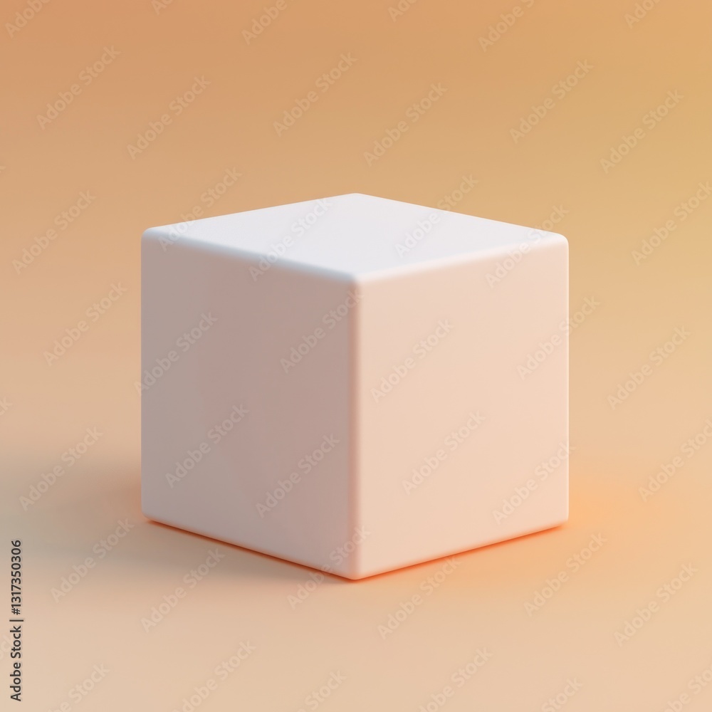 Obraz premium Simple white cube with rounded edges on gradient background