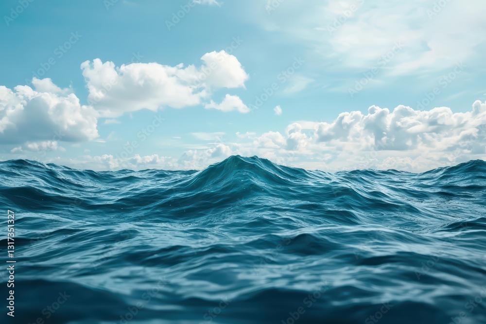 Vast Ocean Waves Carry Messages Under the Clear Blue Sky and Soft White Clouds Vast Ocean Waves Carry Messages Under the Clear Blue Sky and Soft White Clouds