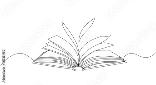 Open Book Line Drawing