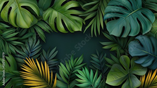 Wallpaper Mural Tropical leaves background, lush green foliage for exotic natural wallpaper and botanical design Torontodigital.ca