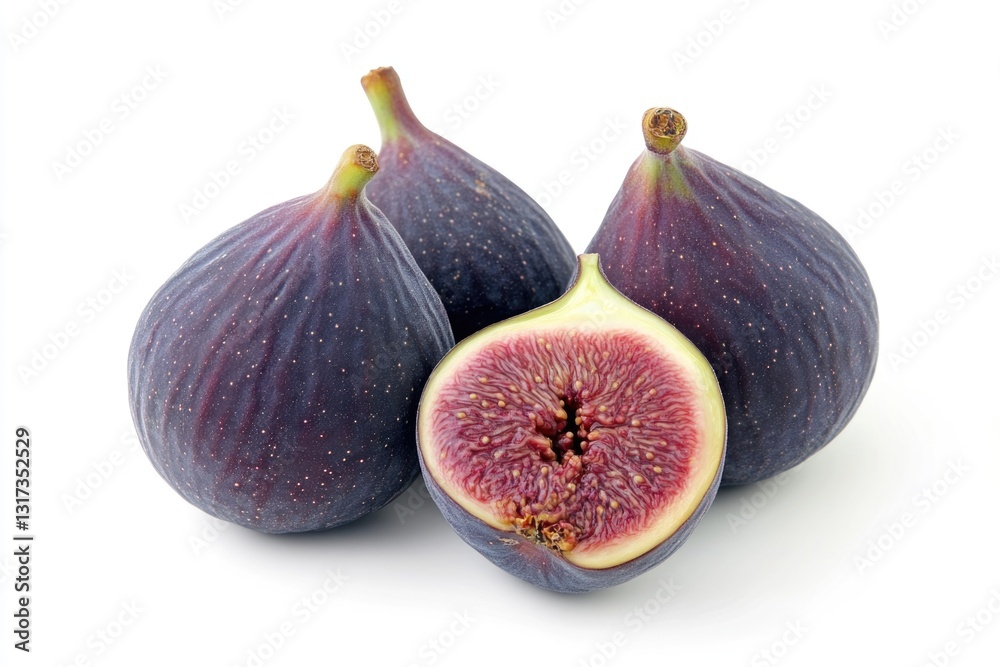 Two ripe figs placed together on a surface, potentially for eating or display Two ripe figs placed together on a surface, potentially for eating or display