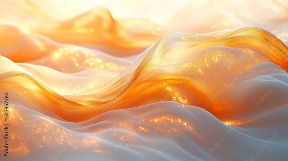 Obraz premium Golden Sands Of Dreams A Sunlit, Ethereal Fabric Unfolds Like A Breathtaking Desert Landscape, Shimmering With Golden Light