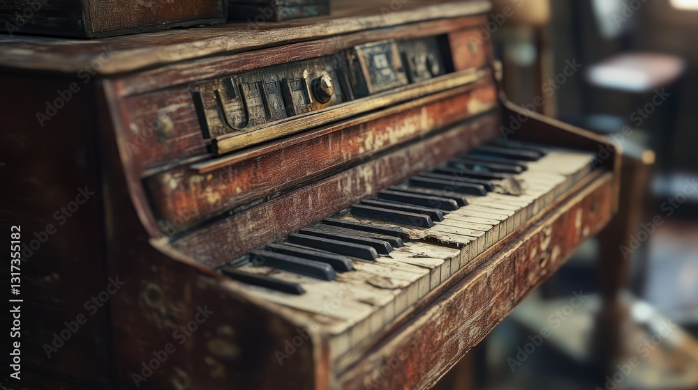 Music Music Roll Perspective Chipped Keys Player Hyper-realistic Music Music Roll Perspective Chipped Keys Player Hyper-realistic