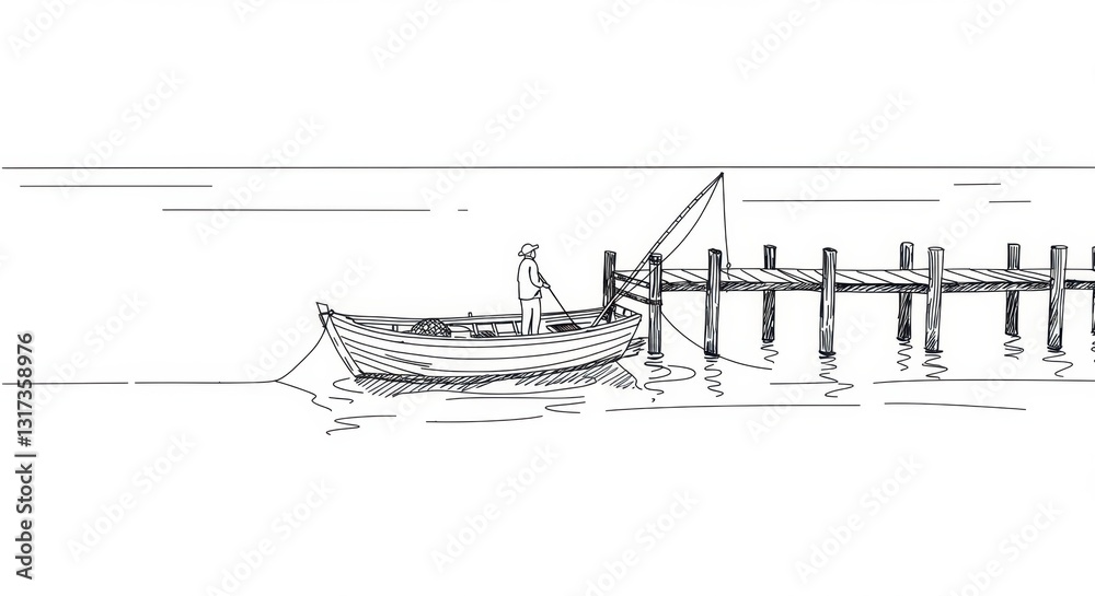 Fototapeta premium Fishermans Boat at a Quiet Pier