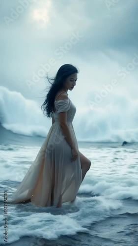 young woman in the sea