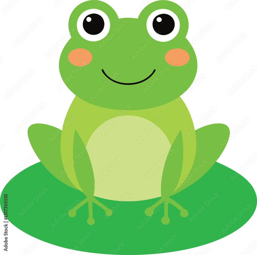 Cheerful Frog sitting on a lily pad illustration Cheerful Frog sitting on a lily pad illustration