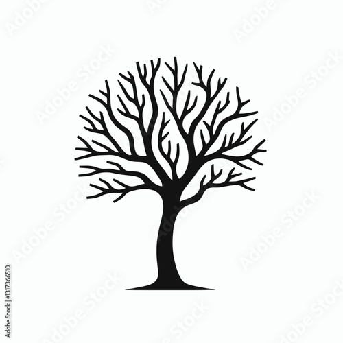  very simple flat and minimalist Tree Branches silhouette in black on a white background