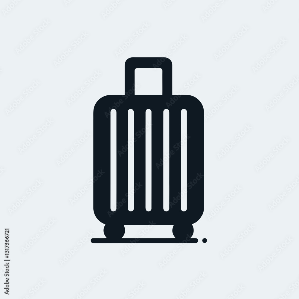 very simple flat and minimalist Trolley Bag silhouette in black on a white background very simple flat and minimalist Trolley Bag silhouette in black on a white background