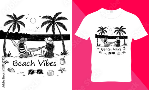 summer beach vibes quotes t shirt design photo