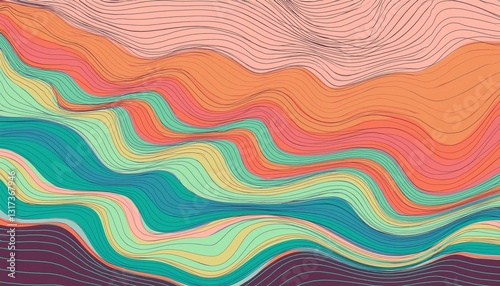 Abstract horizontal background with colorful waves