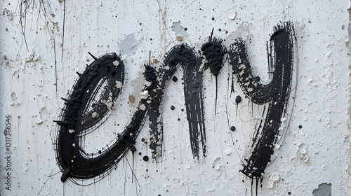 White wall with black paint inscription trumpery on it