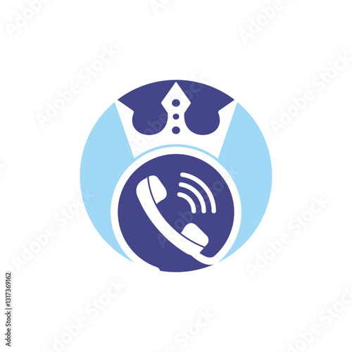 King call vector logo design. Handset and crown icon design.