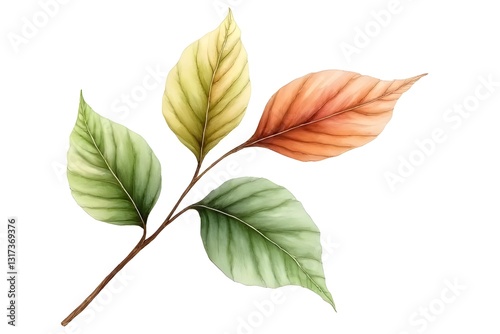 Watercolor Autumn Leaves Branch Illustration