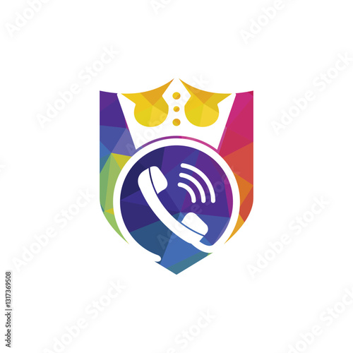 King call vector logo design. Handset and crown icon design.