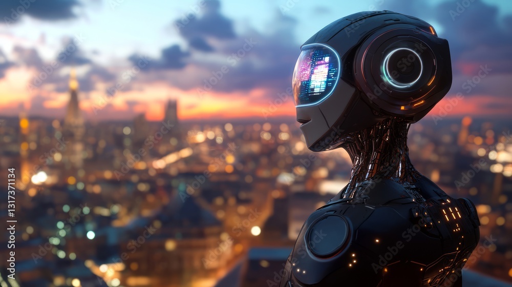 A photorealistic android AI with an advanced artificial nervous system, displaying deep human emotions, sitting in a high-tech control room surrounded by screens and holograms A photorealistic android AI with an advanced artificial nervous system, displaying deep human emotions, sitting in a high-tech control room surrounded by screens and holograms
