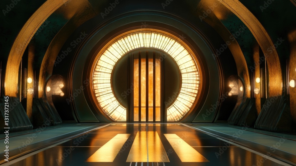 Obraz premium A cozy room with a large circular window in the middle, perfect for reading or relaxing