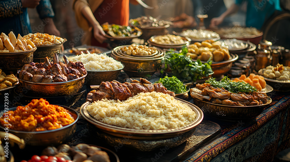 Feast of Flavors: A bountiful table laden with a rich array of appetizing dishes, offering a delightful and immersive visual experience. Feast of Flavors: A bountiful table laden with a rich array of appetizing dishes, offering a delightful and immersive visual experience.