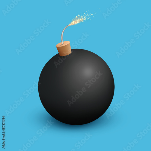 Classic Cartoon Bomb with Fuse Illustration
