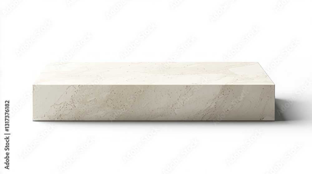 Rectangular display block with sharp edges and a clean, neutral design. Positioned on a white background with natural shadows for a photorealistic effect Rectangular display block with sharp edges and a clean, neutral design. Positioned on a white background with natural shadows for a photorealistic effect